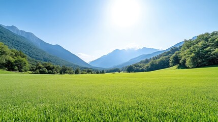 Obraz premium Lush valley with mountains