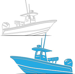 One Color Boat Vector &ndash; Modern Fishing Boat Silhouette Design