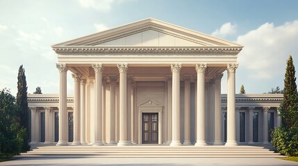 Obraz premium Classical villa with black windows and green lawn high resolution picture