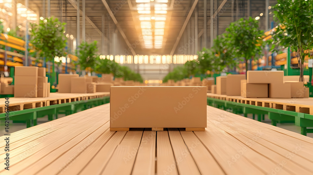 Poster modern factory environment with smart labeling and payment solutions