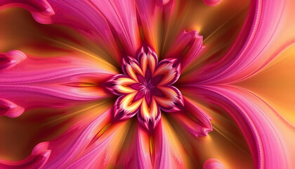 Vibrant Pink Floral Design with Swirling Petals and Warm Tones