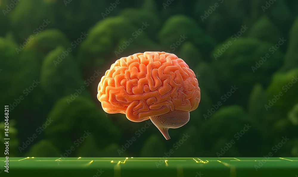Poster conceptual artwork of brain representing risk and deception in cryptography