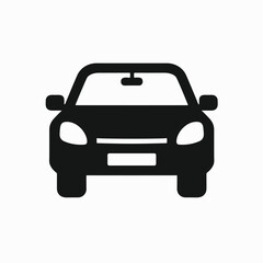 Front View Car Icon Simple Black Illustration