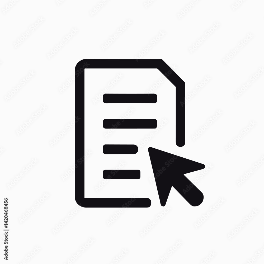 Poster document icon with cursor pointer symbol for digital file selection