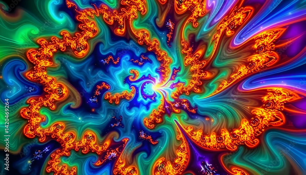 Aufkleber vibrant abstract swirl of colorful patterns and spirals in motion
