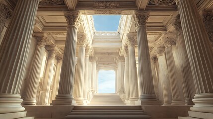 Obraz premium Rich design with iconic triangular pediment and windows high resolution picture