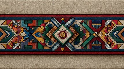 Ndebele Ethnic Pattern Illustration with Beige Background  