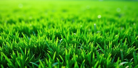 Fototapeta premium High-angle shot of artificial grass field Even green surface , element, spring, sport