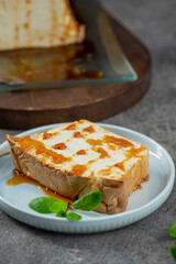 Sweet Molotof Pudding with Mint