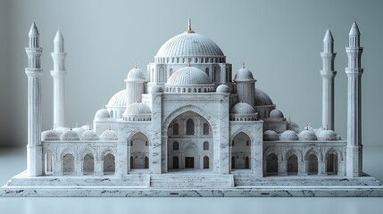 Fototapeta premium Majestic white mosque model high resolution image