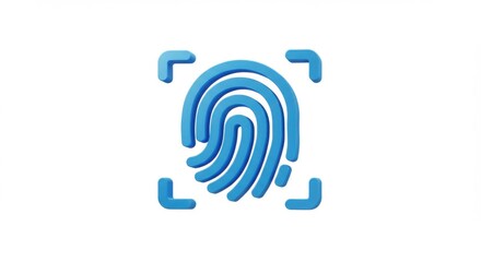 Blue 3D Fingerprint Icon