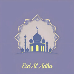 Eid Al Adha Greetings with Serene Blue Islamic Design