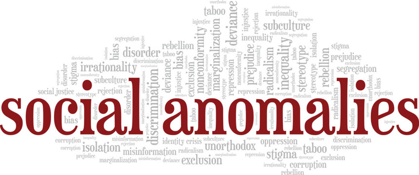 Social Anomalies word cloud conceptual design isolated on white background.