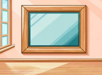 Room with a framed mirror