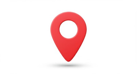 Minimal flat location pin icon in red, isolated on white background, modern vector style