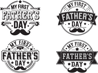 Obraz premium My First Father's Day t-shirt bundle design vector illustration