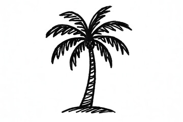 Obraz premium palm tree drawn with a marker isolated on white, graphic element for design projects