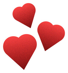 Three Red Grainy Gradient Hearts Abstract Design