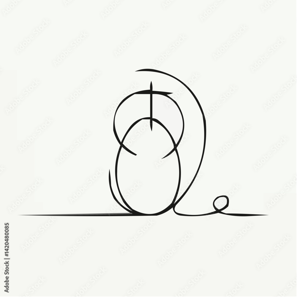Poster abstract icon design with simple lines on light background