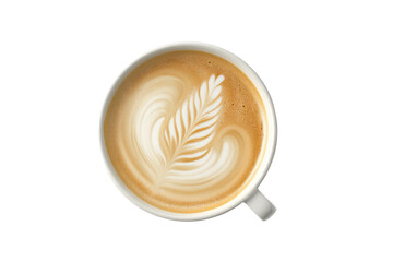 Latte Art Fern: A Delicate Dance of Cream and Coffee, a Perfect Harmony in a Cup, Isolated on Black Background