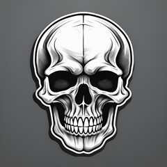 Fototapeta premium Intricate black and white skull art on gray background