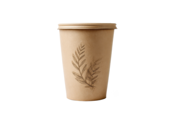 Elegant Eco-Friendly Coffee Cup with Botanical Illustration: A Sustainable Choice for Your Daily Brew, Promoting Environmental Consciousness and Minimalist Design.