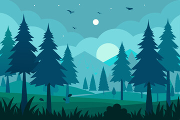 landscape with trees and mountains