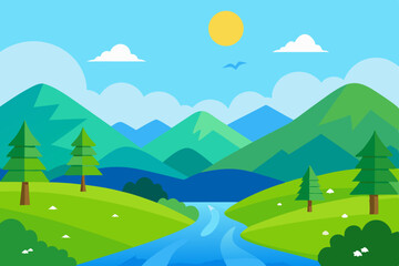 Fototapeta premium summer landscape with mountains