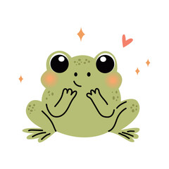 Cute cartoon frog with sparkles and heart adorable kawaii-style animal illustration