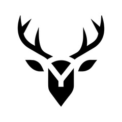 Minimalist Deer Head Silhouette – Black & White Vector Logo Design