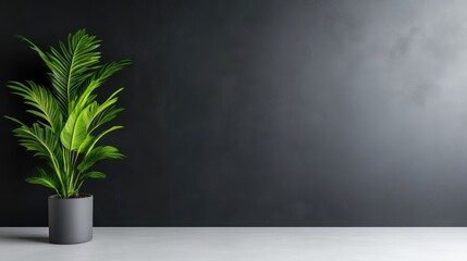 Potted plant against dark wall