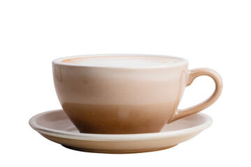 Obraz premium Beige Coffee Cup: A Moment of Warmth and Comfort, Perfect for Relaxation and Enjoying the Rich Aroma of Freshly Brewed Coffee on a Serene Morning