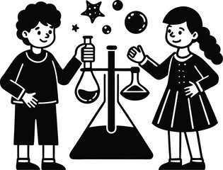 Silhouette of Kids at science fair