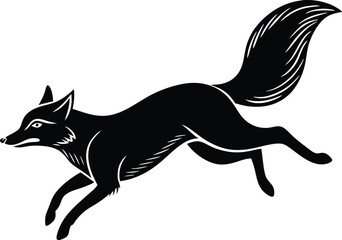 Silhouette of Fox in jumping pose