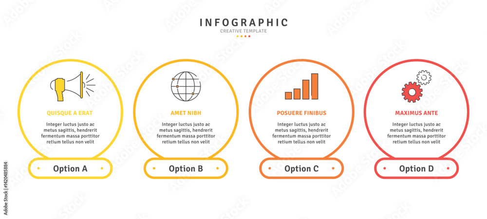 Poster business infographic template with modern design elements and icons in vector
