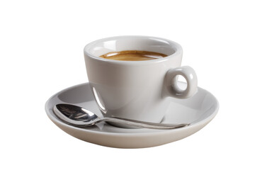 Obraz premium A Moment of Espresso: Rich Aroma and Smooth Crema in a Simple White Cup, a perfect start to your day.