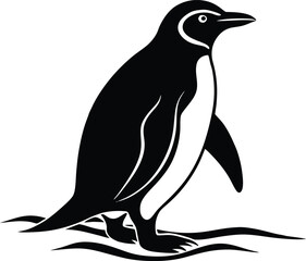 Obraz premium Silhouette of Penguin walking on ice