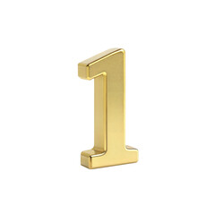 3D Golden Number 1 on Transparent Background. Shiny Gold Digit 1 PNG. Number 1 in 3D.