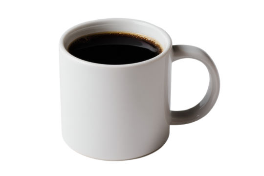 Morning Ritual: A steaming mug of dark roast coffee, the perfect start to a productive day, isolated on a clean, crisp black backdrop.