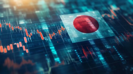 Japan Stock Market Data Digital Display Screen Technology Finance Economic Business Global Trading Investment Analysis Chart Graph Information Technology Digital World Financial Market Japanese Yen   