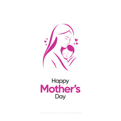 Vector illustration of mother's day. happy mothers day Creative greeting poster layout template, Mother hugging her son. Happy mother's day.