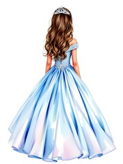 Elegant Princess in a Blue Ball Gown with a Tiara