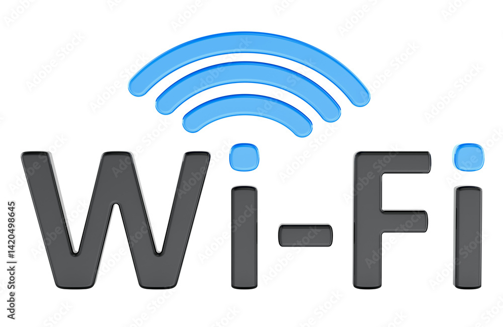 Poster wi-fi concept. 3d rendering isolated on transparent background
