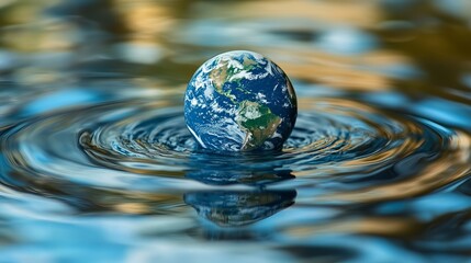 Stunning Planet Earth Water Reflection Ripples Abstract Nature Photography Blue Green Global Environmental Conservation Water Drop Image Peaceful Serene Tranquil World Ecology Sustainable Development 