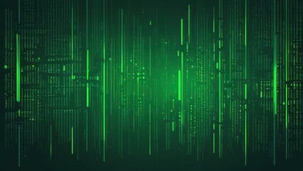 Obraz premium Green binary code matrix design illustrates futuristic digital technology, matrix background