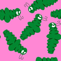 Fototapeta premium Kids seamless caterpillar cute pattern for fabrics and textiles and packaging and linens and wrapping paper