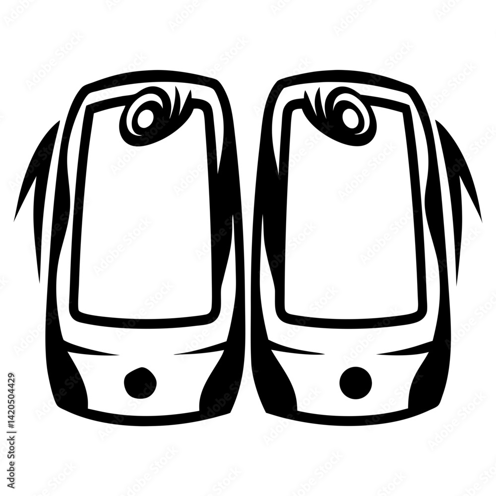 Poster Stylized Mobile Device Pair with Abstract Design in Black and White