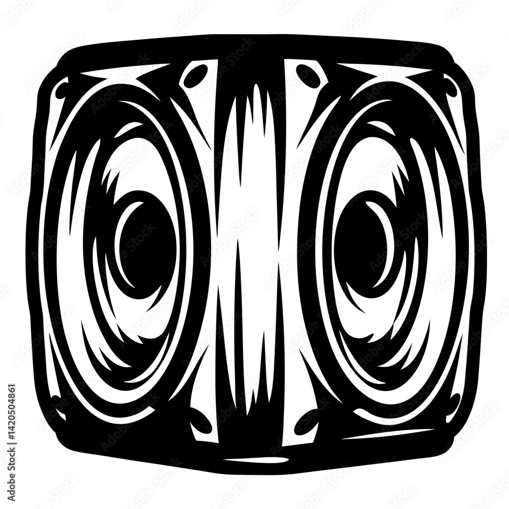 Poster abstract black and white boxy design with circular and linear patterns
