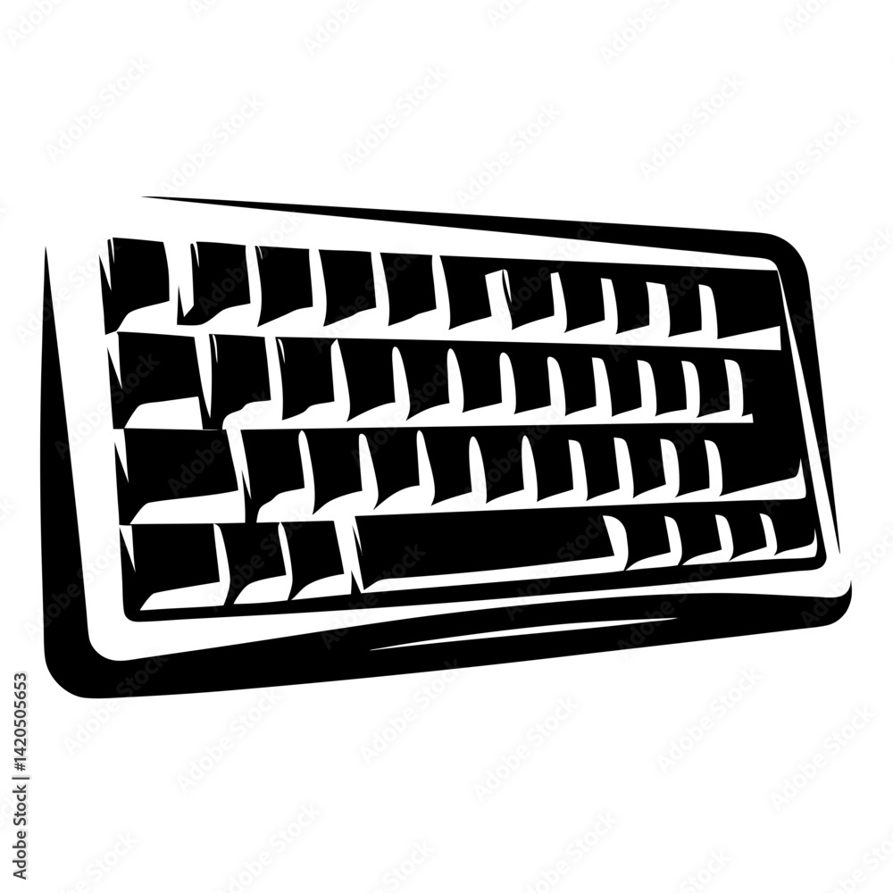 Aufkleber monochrome depiction of a computer keyboard showing the layout of keys