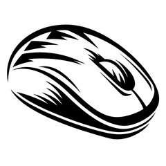 Stylized Black and White Graphic Representation of a Computer Mouse Design